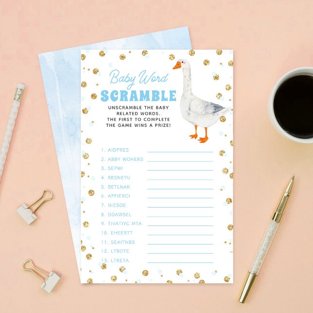Silly Goose Baby Shower Word Scramble Game (Créateur téléchargé)