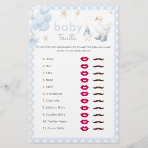 Silly Goose Boy Baby Traits Baby shower Jeu