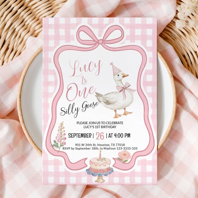 Silly Goose Girl 1st Birthday Invitation (Créateur téléchargé)