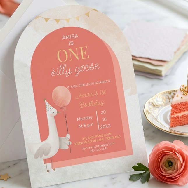 Silly Goose Personalized First Birthday Invitation (Créateur téléchargé)