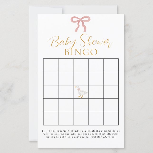 Silly Goose Pink Gingham Baby Shower Bingo (Devant)
