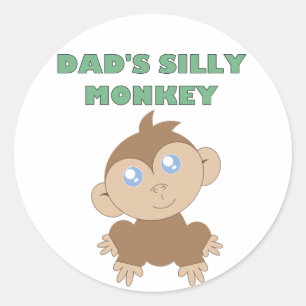 Silly Monkey - Sticker rond classique,  brillant