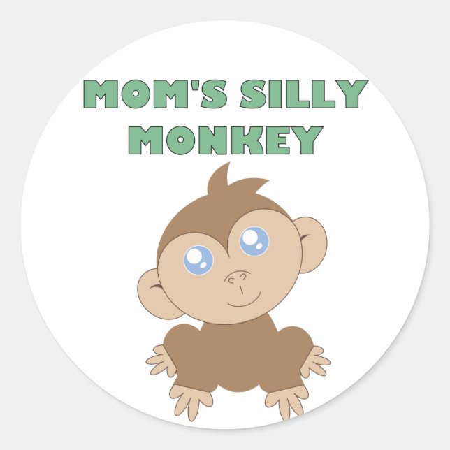 Silly Monkey - Sticker rond classique,  brillant (Devant)