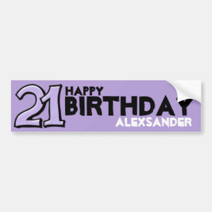 Silly Number 21 lavender Anniversaire Long Sticker