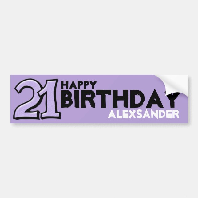 Silly Number 21 lavender Anniversaire Long Sticker (Devant)