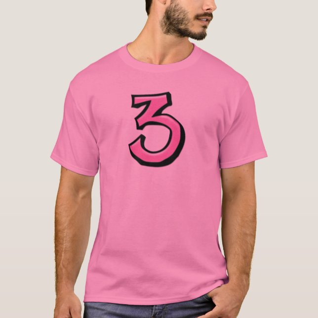 Silly Numbers 3 rose T-shirt Homme (Devant)