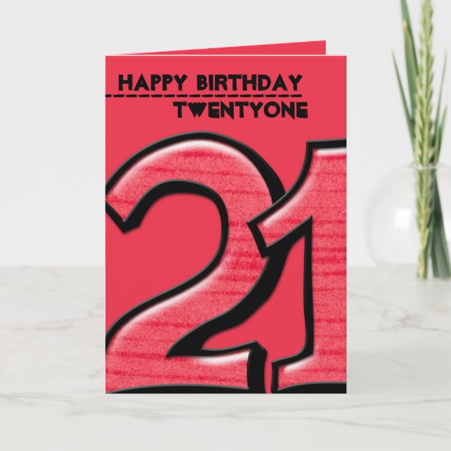 Silly Numéro 21 rouge carte d'anniversaire (Devant)
