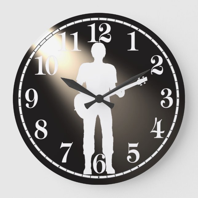 Siluhette de guitare pour horloge murale ronde (gr (Recto)