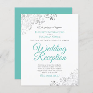 Silver Aqua White BUDGET Invitation de réception d