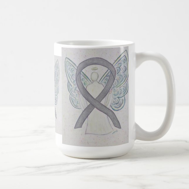Silver Awareness Ruban Angel Art Mug (Droite)
