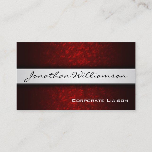 Silver Band Red Modern Carte de visite professionn (Devant)