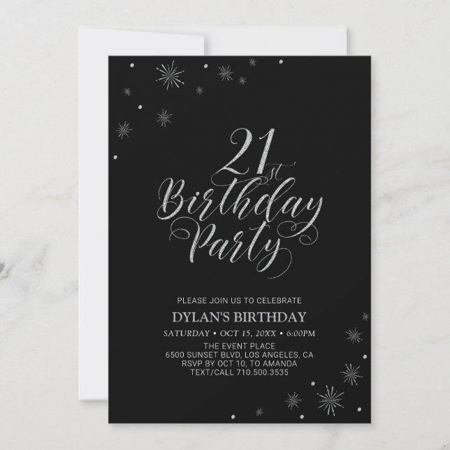 Silver & Black | Moderne et Chic Invitation pour 2 (Devant)