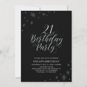 Silver & Black   Moderne et Chic Invitation pour 2