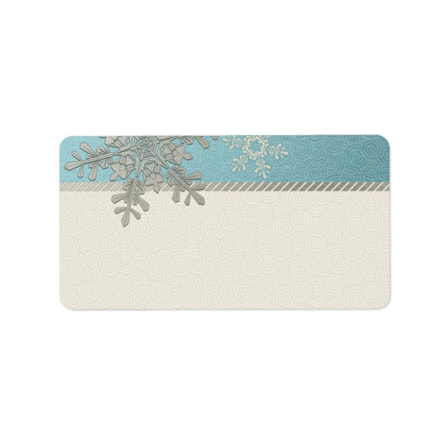 Silver Blue Snowflake Mariage Blank Étiquettes de  (Devant)