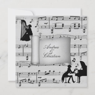 Silver Classic Music Theme Faire-part de mariage