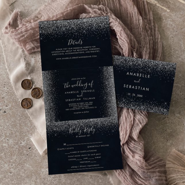 Silver Confetti Calligraphie Triple Mariage (Créateur téléchargé)