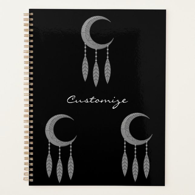 Silver Crescent Moon Feathers (Devant)