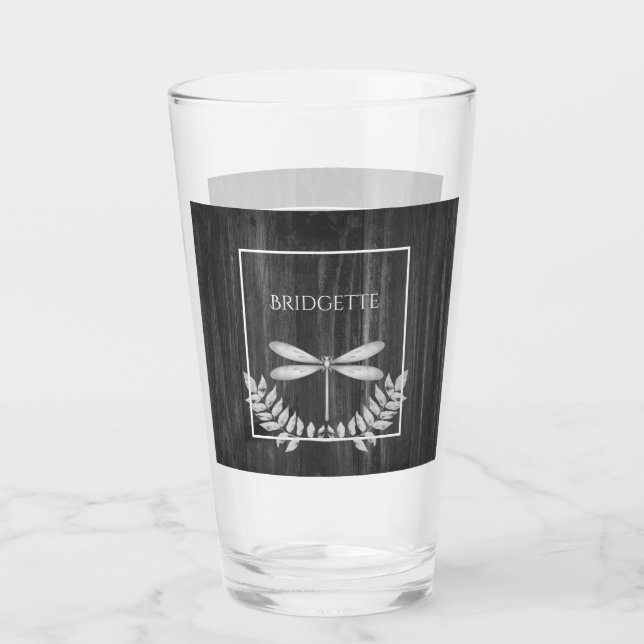 Silver Dragonfly Rustic Verre personnalisé (Devant)