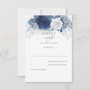 Silver Dusty et Marine Blue Wedding RSVP