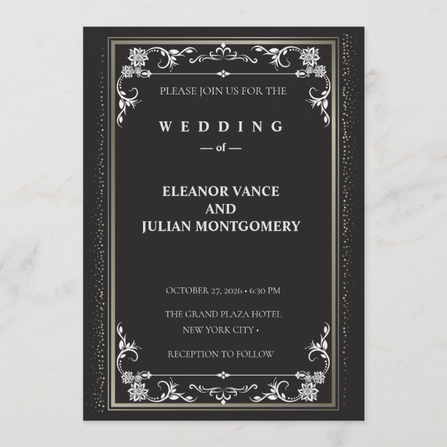 Silver Elegance Collection Wedding Invitation (Devant)