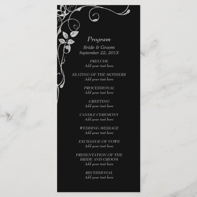 Silver Faux Diamond Programme de mariage frontalie (Devant)