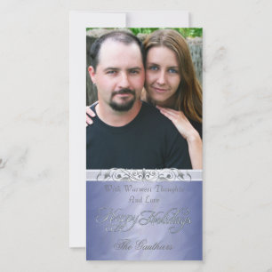 Silver Foil Joyeux Carte photo bleu de vacances