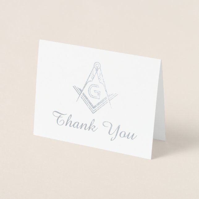 Silver Foil Masonic Merci Cartes | Freemason (Devant)