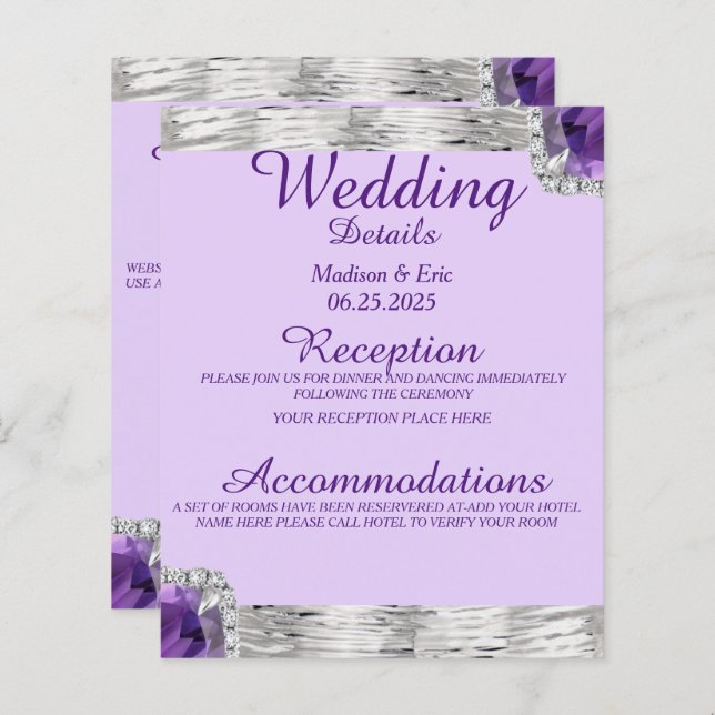 Silver Foil Purple Amethyst Mariage Détail (Devant / Derrière)