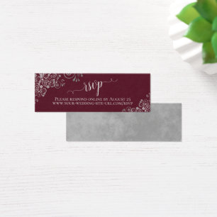 Silver Frills Burgundy Wedding Carte en ligne RSVP