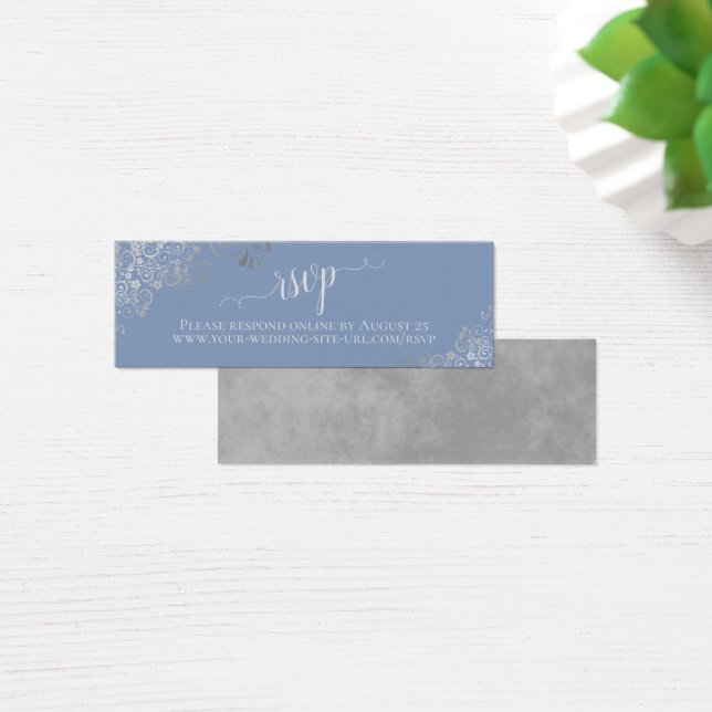 Silver Frills Light Blue Wedding Carte en ligne RS (Bureau)