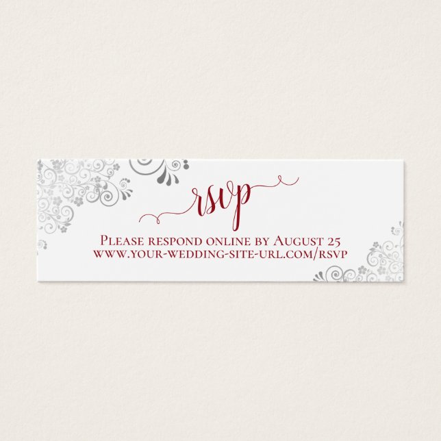 Silver Frills Red & White Wedding Carte en ligne R (Devant)