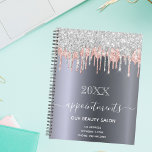 Silver glitter pink beauty salon appointments 2022<br><div class="desc">A faux silver metallic looking background with elegant rose gold, pink and faux silver glitter drips, paint drip look. Template for a year. Personalize and add a title, business name, contact information on the front. The book title is written in white with a large modern hand lettered style script. To...</div>