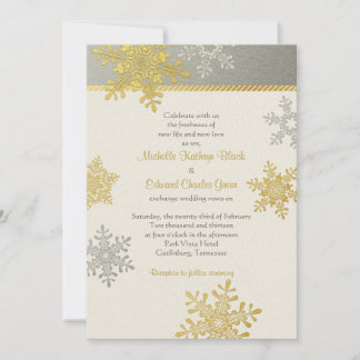Silver Gold Snowflake Hiver Mariage Invitation