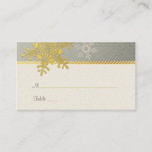 Silver Gold Snowflake Winter Wedding Place Cartes