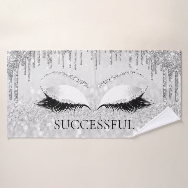 Silver Grey Parties scintillant Effet des yeux Nom (Serviette de bain)