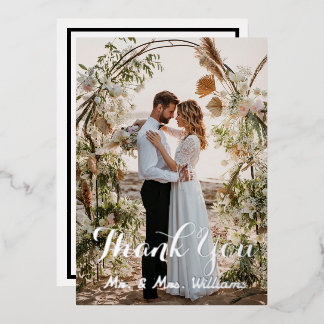 Silver Mariage Photo Plat Merci Cartes