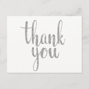 Silver Merci cartes postales, parties scintillant