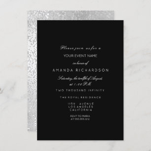 Silver Metallic Gris Noir Blanc Formel Invitation