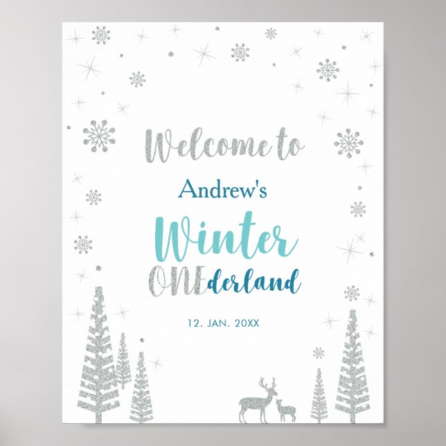 Silver Mint Winter Boy Affiche de bienvenue de fêt (Devant)