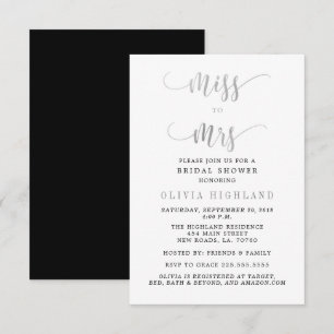 Silver Miss à Mme Bridal Shower Invitations