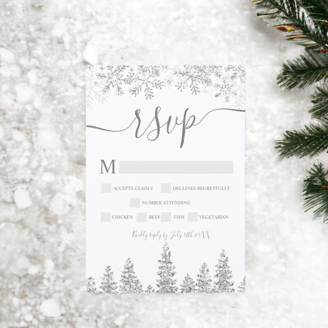 Silver neigeux marine Noël hiver rsvp (Silver snow pine navy Christmas winter rsvp)