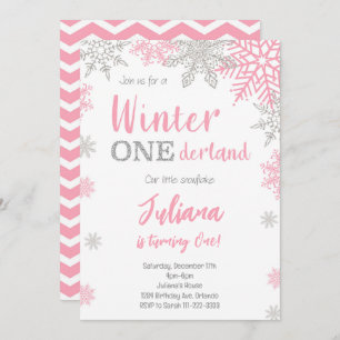 Silver Pink Winter Wonderland 1er Invitation d'ann