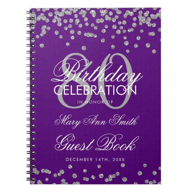 Silver Purple 80e Anniversaire Livre d'hôtes Confe (Devant)