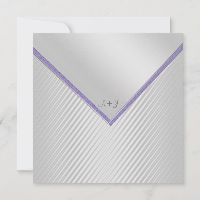 SILVER RIPPLE PURPLE TRIM FAIRE-PART DE MARIAGE (Devant)