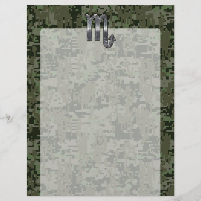 Silver Scorpio Zodiac Sign Woodland Digital Camo (Devant)