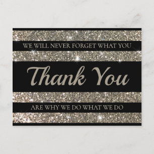 Silver Shimmer Stripes Client Gratitude Carte Post