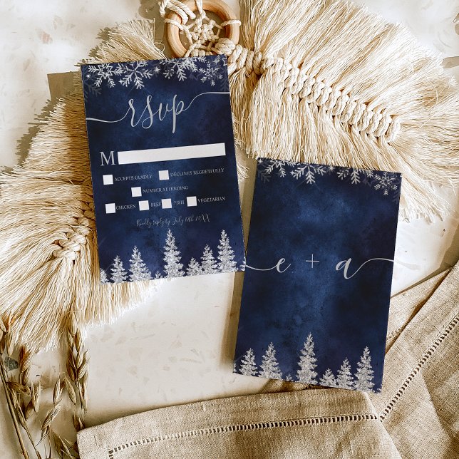 Silver snow pine navy Christmas winter rsvp (Créateur téléchargé)