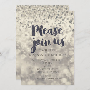 Silver Sparkle Confetti Party Toute invitation Évé