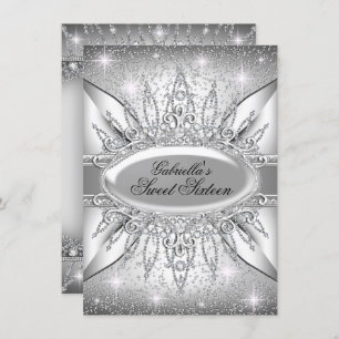 Silver Sparkle Diamond Sweet 16 Invitation