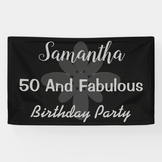 Silver Text Cinquante Et Fabuleuse Bannière Annive (Horizontal)